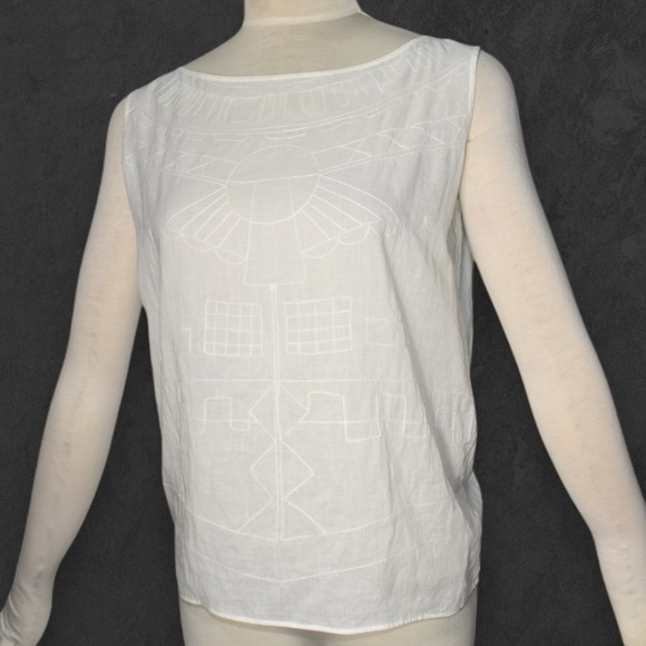 Vintage Rare Issey Miyake Embroidered Cotton Sleeveless Top Tank S As is - Picture 1 of 12